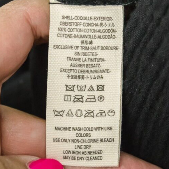 Free People Size Medium M Black Sunstreaks Tie Front Collared Button Gauze Top - Picture 5 of 7